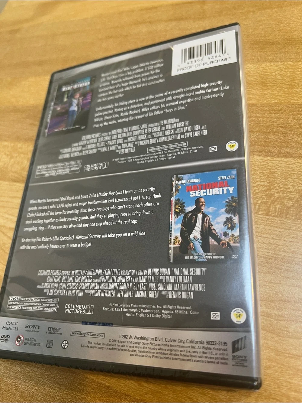#2845*Martin Lawrence Double Feature: Blue Streak & National Security - Black DV